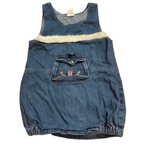 Vintage Minnie Mouse Denim Dress Size 4t Disney Mickey Embroidered Casual
